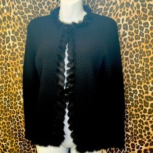 Jones New York fur trimmed sweater NWT